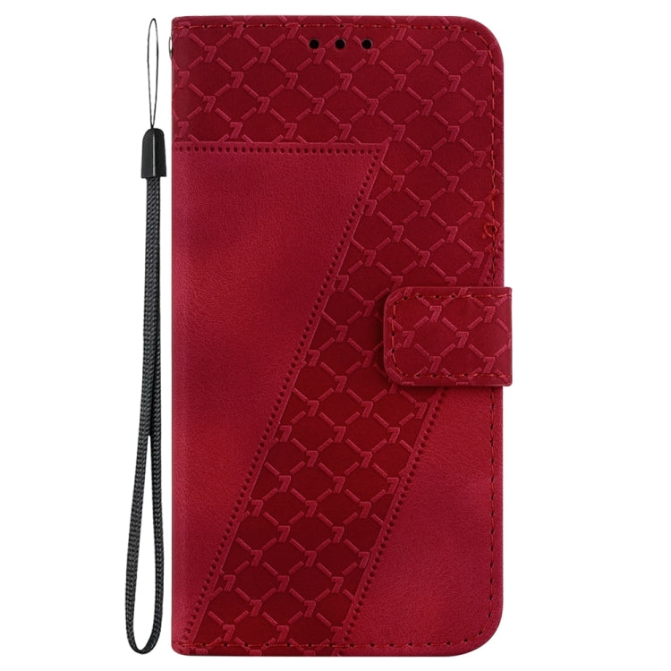 For Xiaomi Redmi Note 13 5G 7-shaped Embossed Leather Phone Case(Red) - Note 13 Cases by PMC TechLife | Online Shopping South Africa | PMC TechLife | Buy Now Pay Later Mobicred