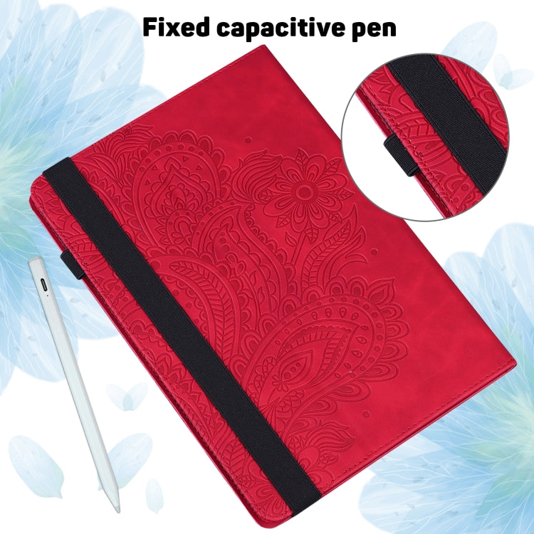 For Google Pixel Tablet Peacock Embossed Pattern Leather Tablet Case(Red) - Google by PMC TechLife | Online Shopping South Africa | PMC TechLife | Buy Now Pay Later Mobicred