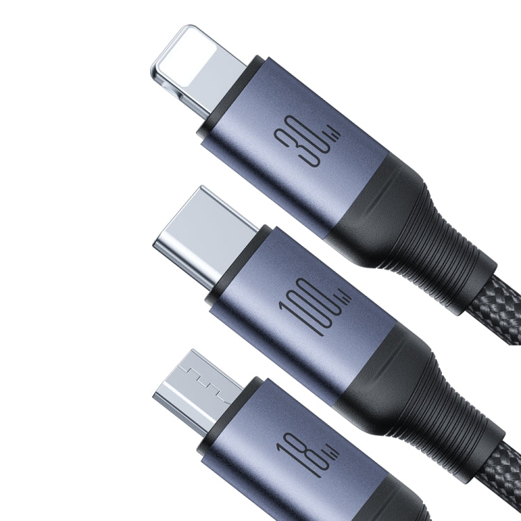 JOYROOM A21 3.5A USB+Type-C to 8 Pin+Type-C+Micro USB 3 in 2 Charging Cable, Length: 1.2m(Black) - free shipping - PMC Jewellery - Order now!