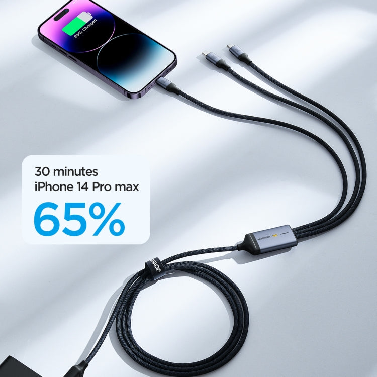 JOYROOM A21 3.5A USB+Type-C to 8 Pin+Type-C+Micro USB 3 in 2 Charging Cable, Length: 1.2m(Black) - Multifunction Cable by JOYROOM | Online Shopping South Africa | PMC Jewellery | Buy Now Pay Later Mobicred