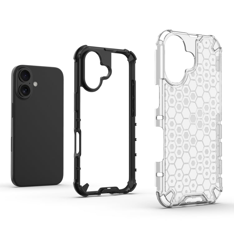 For iPhone 16 Plus Honeycomb Shockproof Phone Case(Black) - iPhone 16 Plus Cases by PMC TechLife | Online Shopping South Africa | PMC TechLife | Buy Now Pay Later Mobicred