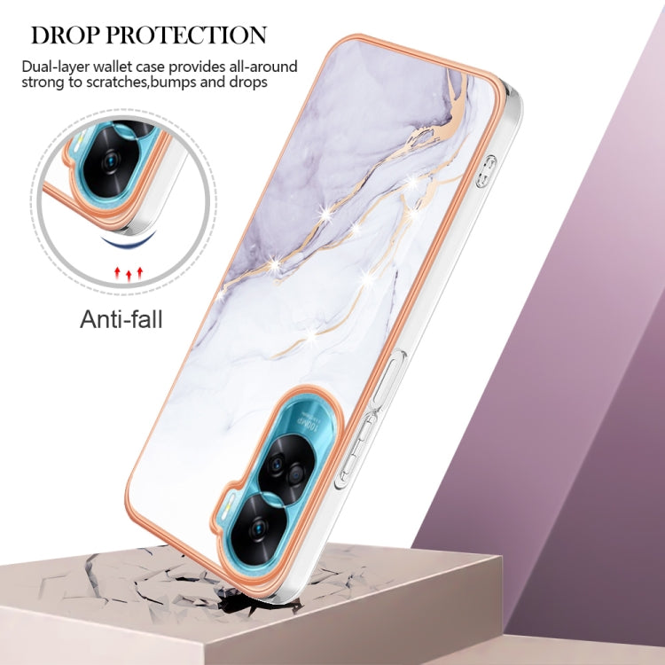 For Honor 90 Lite 5G Electroplating Marble Dual-side IMD Phone Case(White 006) - Honor Cases by PMC Jewellery | Online Shopping South Africa | PMC Jewellery | Buy Now Pay Later Mobicred