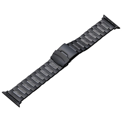 For Apple Watch Series 7 41mm Safety Buckle Titanium Steel Watch Band(Black) - Watch Bands by PMC Jewellery | Online Shopping South Africa | PMC Jewellery