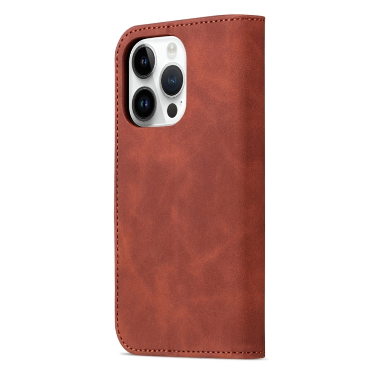 For iPhone 15 Pro Max AZNS Skin Feel Calf Texture Flip Leather Phone Case(Brown) - iPhone 15 Pro Max Cases by AZNS | Online Shopping South Africa | PMC Jewellery | Buy Now Pay Later Mobicred