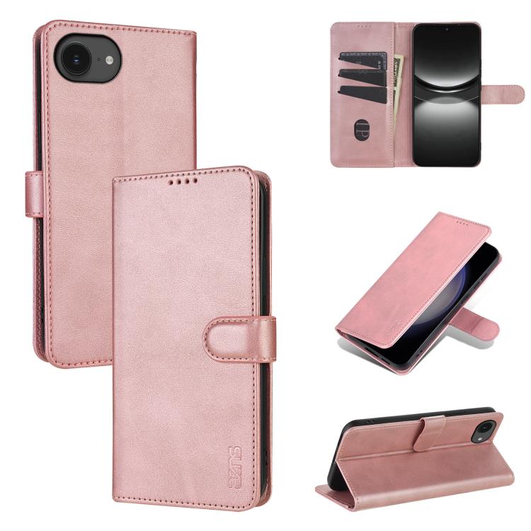 For iPhone 16e AZNS Skin Feel Calf Texture Flip Leather Phone Case(Rose Gold) - iPhone 16e Cases by AZNS | Online Shopping South Africa | PMC TechLife | Buy Now Pay Later Mobicred
