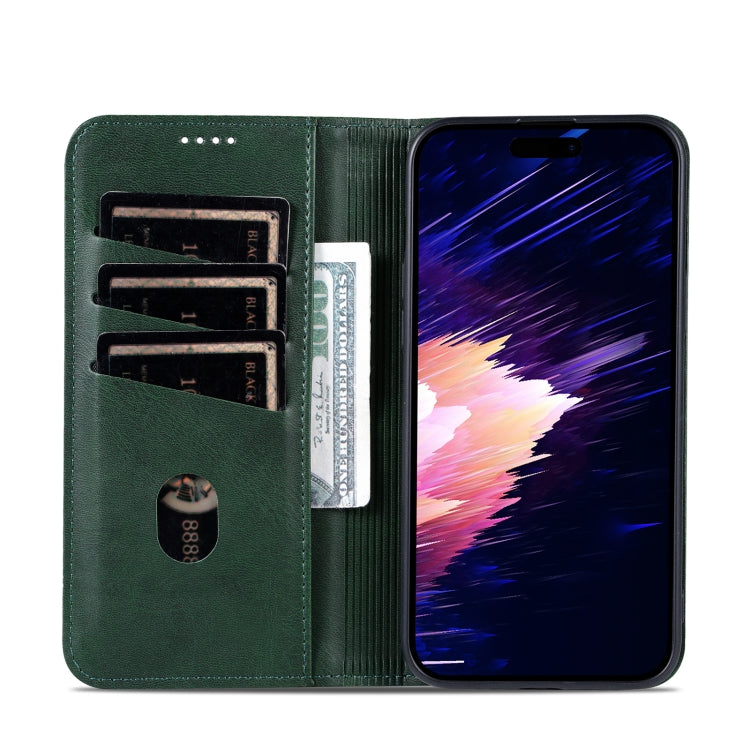 For iPhone 16 Plus AZNS Magnetic Calf Texture Flip Leather Phone Case(Dark Green) - iPhone 16 Plus Cases by AZNS | Online Shopping South Africa | PMC Jewellery | Buy Now Pay Later Mobicred