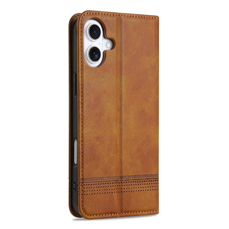 For iPhone 16 AZNS Magnetic Calf Texture Flip Leather Phone Case(Light Brown) - iPhone 16 Cases by AZNS | Online Shopping South Africa | PMC Jewellery | Buy Now Pay Later Mobicred