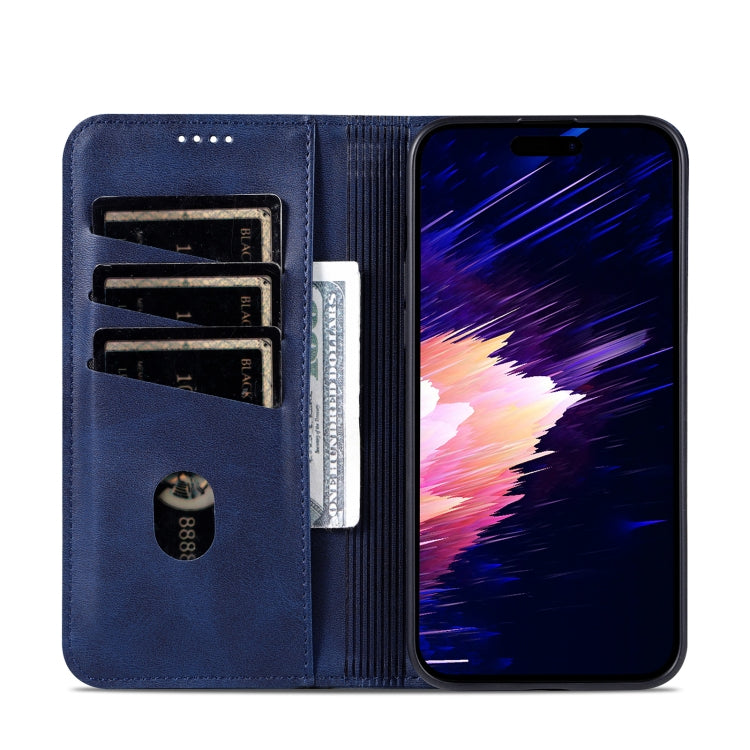 For iPhone 16 AZNS Magnetic Calf Texture Flip Leather Phone Case(Dark Blue) - iPhone 16 Cases by AZNS | Online Shopping South Africa | PMC Jewellery | Buy Now Pay Later Mobicred