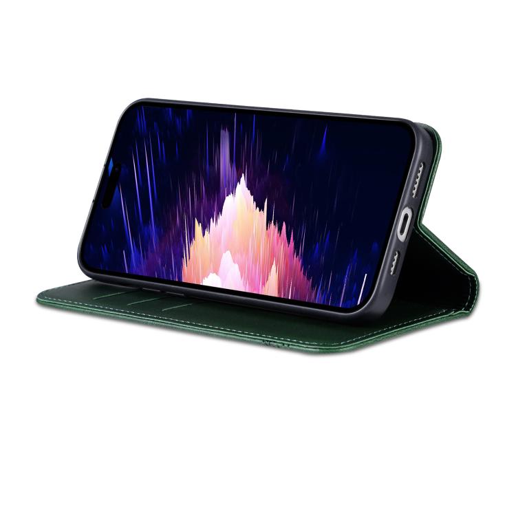 For iPhone 16e AZNS Magnetic Calf Texture Flip Leather Phone Case(Dark Green) - iPhone 16e Cases by AZNS | Online Shopping South Africa | PMC TechLife | Buy Now Pay Later Mobicred