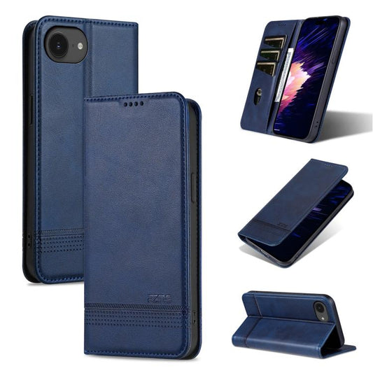 For iPhone 16e AZNS Magnetic Calf Texture Flip Leather Phone Case(Dark Blue) - iPhone 16e Cases by AZNS | Online Shopping South Africa | PMC Jewellery | Buy Now Pay Later Mobicred