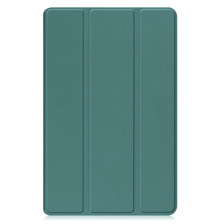 For Samsung Galaxy Tab A9 Custer Pure Color 3-Fold Holder Leather Tablet Case(Dark Green) - Others by PMC TechLife | Online Shopping South Africa | PMC TechLife | Buy Now Pay Later Mobicred
