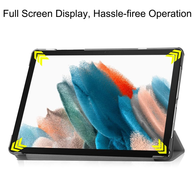 For Samsung Galaxy Tab A9 Custer Pure Color 3-Fold Holder Leather Tablet Case(Grey) - Others by PMC TechLife | Online Shopping South Africa | PMC TechLife | Buy Now Pay Later Mobicred