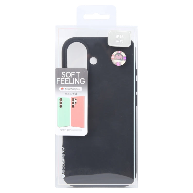 For iPhone 16 GOOSPERY SOFT FEELING Liquid TPU Soft Phone Case(Black) - iPhone 16 Cases by GOOSPERY | Online Shopping South Africa | PMC Jewellery | Buy Now Pay Later Mobicred