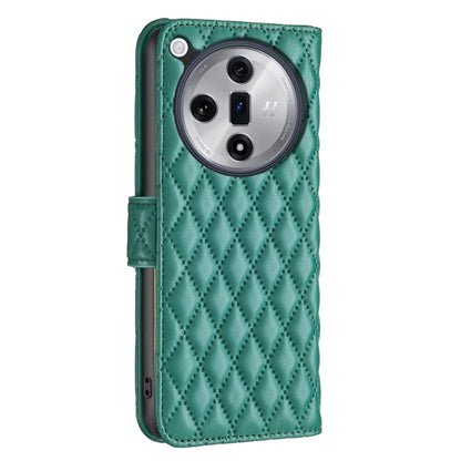 For OPPO Find X7 Ultra Diamond Lattice Wallet Leather Flip Phone Case(Green) - Find X7 Ultra Cases by PMC Jewellery | Online Shopping South Africa | PMC Jewellery | Buy Now Pay Later Mobicred