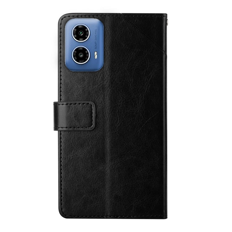 For Motorola Moto G Stylus 5G 2024 HT01 Y-shaped Pattern Flip Leather Phone Case(Black) - Motorola Cases by PMC Jewellery | Online Shopping South Africa | PMC Jewellery | Buy Now Pay Later Mobicred