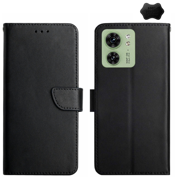 For Motorola Edge 40 Genuine Leather Fingerprint-proof Horizontal Flip Phone Case(Black) - Motorola Cases by PMC TechLife | Online Shopping South Africa | PMC TechLife | Buy Now Pay Later Mobicred
