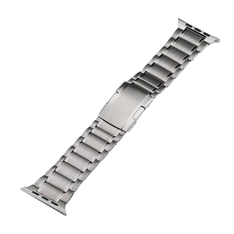 For Apple Watch 42mm Five Beads Turtle Buckle Titanium Steel Watch Band(Silver) - Watch Bands by PMC Jewellery | Online Shopping South Africa | PMC Jewellery