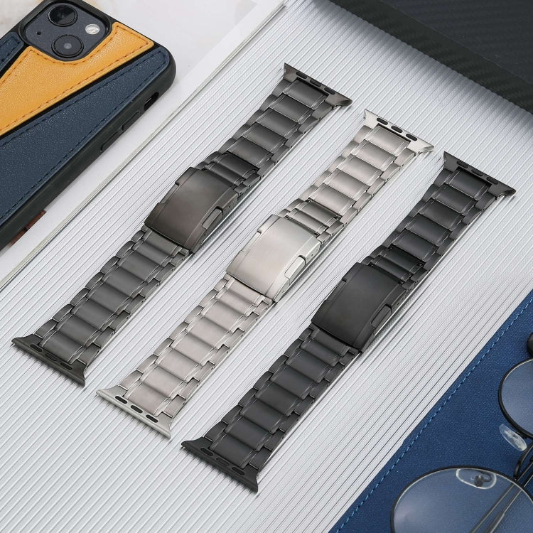 For Apple Watch Series 4 44mm Five Beads Turtle Buckle Titanium Steel Watch Band(Grey) - Watch Bands by PMC Jewellery | Online Shopping South Africa | PMC Jewellery