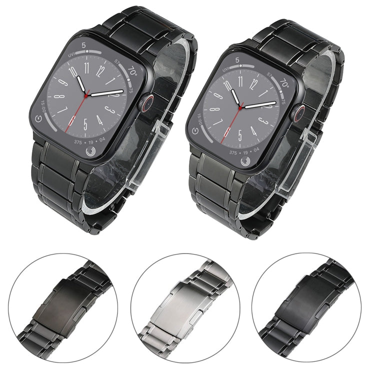 For Apple Watch SE 44mm Five Beads Turtle Buckle Titanium Steel Watch Band(Silver) - Watch Bands by PMC TechLife | Online Shopping South Africa | PMC TechLife