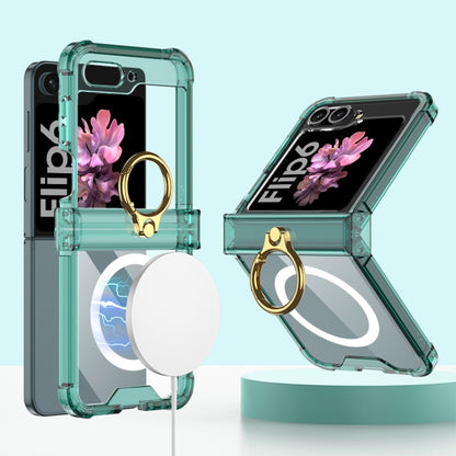 For Samsung Galaxy Z Flip6 GKK MagSafe Airbag Hinge Shockproof Phone Case with Ring Holder(Green) - Galaxy Z Flip6 5G Cases by GKK | Online Shopping South Africa | PMC Jewellery | Buy Now Pay Later Mobicred