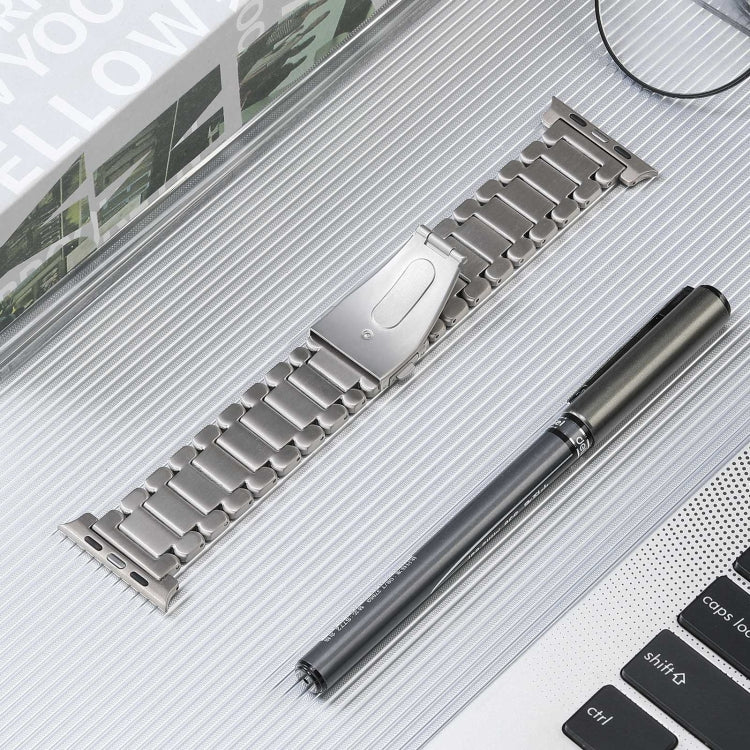 For Apple Watch Series 8 41mm Five Beads Titanium Steel Watch Band(Silver) - Watch Bands by PMC Jewellery | Online Shopping South Africa | PMC Jewellery