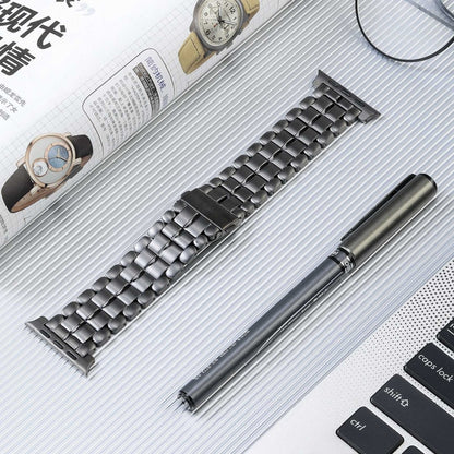 For Apple Watch SE 2022 40mm Five Beads Titanium Steel Watch Band(Grey) - Watch Bands by PMC Jewellery | Online Shopping South Africa | PMC Jewellery