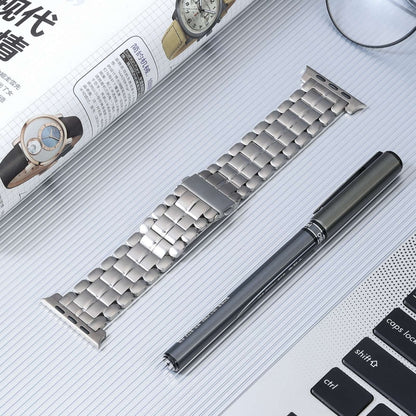 For Apple Watch Series 7 45mm Five Beads Titanium Steel Watch Band(Silver) - Watch Bands by PMC Jewellery | Online Shopping South Africa | PMC Jewellery