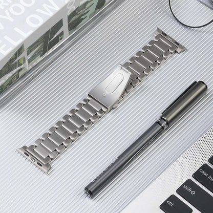 For Apple Watch SE 44mm Five Beads Titanium Steel Watch Band(Silver) - Watch Bands by PMC Jewellery | Online Shopping South Africa | PMC Jewellery