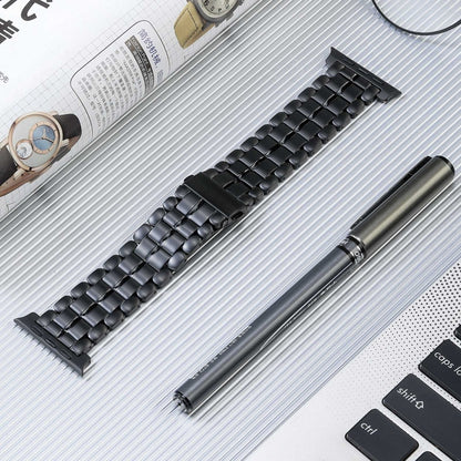 For Apple Watch Series 6 44mm Five Beads Titanium Steel Watch Band(Black) - Watch Bands by PMC Jewellery | Online Shopping South Africa | PMC Jewellery