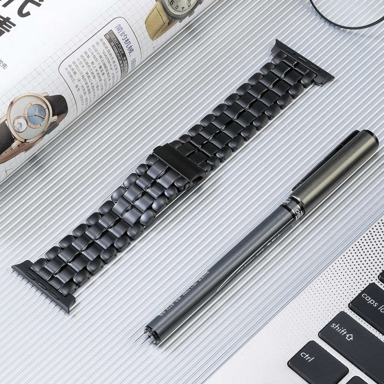 For Apple Watch Series 5 44mm Five Beads Titanium Steel Watch Band(Black) - Watch Bands by PMC TechLife | Online Shopping South Africa | PMC TechLife