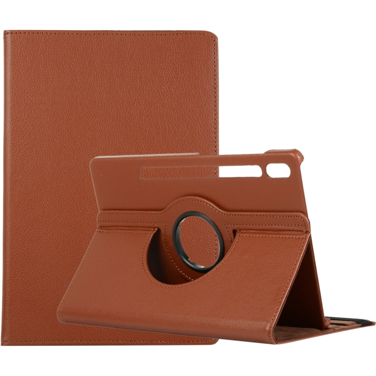 For Samsung Galaxy Tab S9+ / Tab S10+ 360 Degrees Rotation Holder Litchi Texture Leather Tablet Case(Brown) - Galaxy Tab S9+ Cases by PMC Jewellery | Online Shopping South Africa | PMC Jewellery | Buy Now Pay Later Mobicred