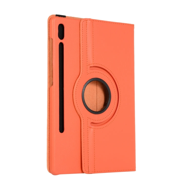 For Samsung Galaxy Tab S9 Ultra 360 Degrees Rotation Holder Litchi Texture Leather Tablet Case(Orange) - Galaxy Tab S9 Ultra Cases by PMC Jewellery | Online Shopping South Africa | PMC Jewellery | Buy Now Pay Later Mobicred