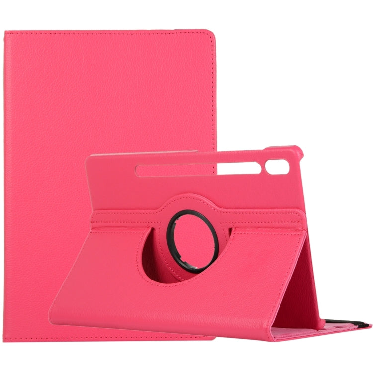 For Samsung Galaxy Tab S9 Ultra 360 Degrees Rotation Holder Litchi Texture Leather Tablet Case(Rose Red) - Galaxy Tab S9 Ultra Cases by PMC Jewellery | Online Shopping South Africa | PMC Jewellery | Buy Now Pay Later Mobicred