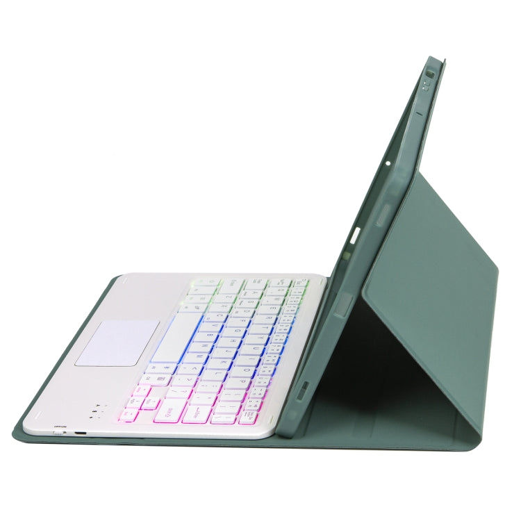 For Samsung Galaxy Tab S9 FE / 10 FE Candy Color Touch Backlight Bluetooth Keyboard Leather Tablet Case with Pen Holder(Dark Green) - free shipping - PMC TechLife - Order now!