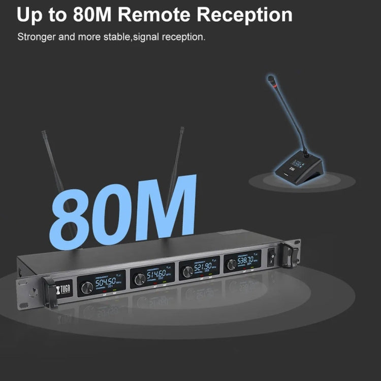 XTUGA A140-C Wireless Microphone System 4-Channel UHF Four Conference Mics(US Plug) - Microphone by XTUGA | Online Shopping South Africa | PMC Jewellery | Buy Now Pay Later Mobicred