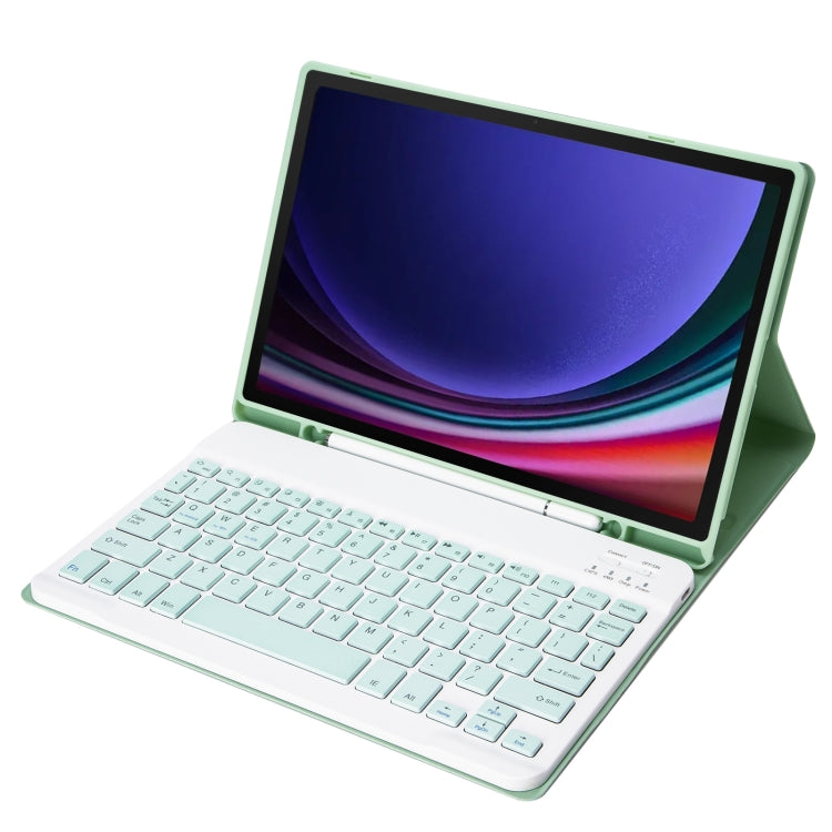 For Samsung Galaxy Tab S9 FE A710B Candy Color TPU Bluetooth Keyboard Leather Tablet Case with Pen Holder(Light Green) - Samsung Keyboard by PMC TechLife | Online Shopping South Africa | PMC TechLife