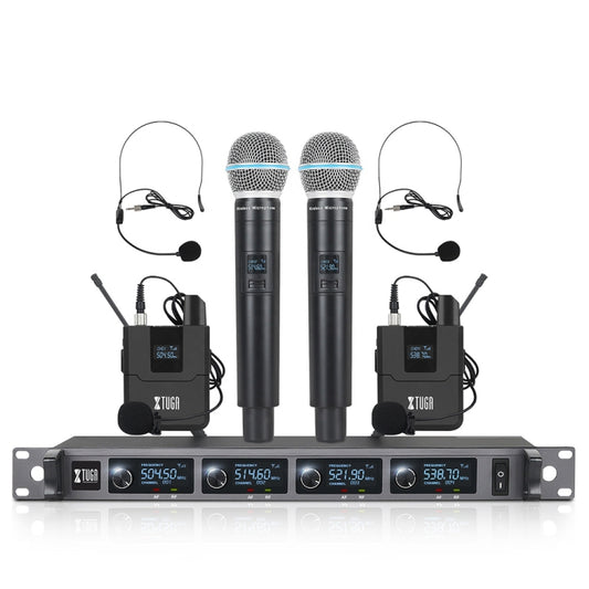 XTUGA A140-HB Wireless Microphone System 4 Channel Handheld Lavalier Headset Microphone(US Plug) - Microphone by XTUGA | Online Shopping South Africa | PMC Jewellery | Buy Now Pay Later Mobicred