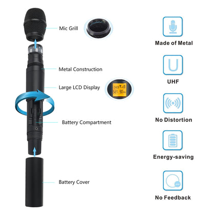 XTUGA A400-H Professional 4-Channel UHF Wireless Microphone System with 4 Handheld Microphone(EU Plug) - Microphone by XTUGA | Online Shopping South Africa | PMC Jewellery | Buy Now Pay Later Mobicred