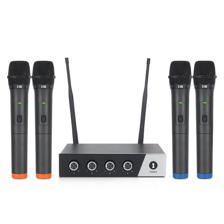 XTUGA S400 Professional 4-Channel UHF Wireless Microphone System with 4 Handheld Microphone(US Plug) - Microphone by XTUGA | Online Shopping South Africa | PMC TechLife | Buy Now Pay Later Mobicred
