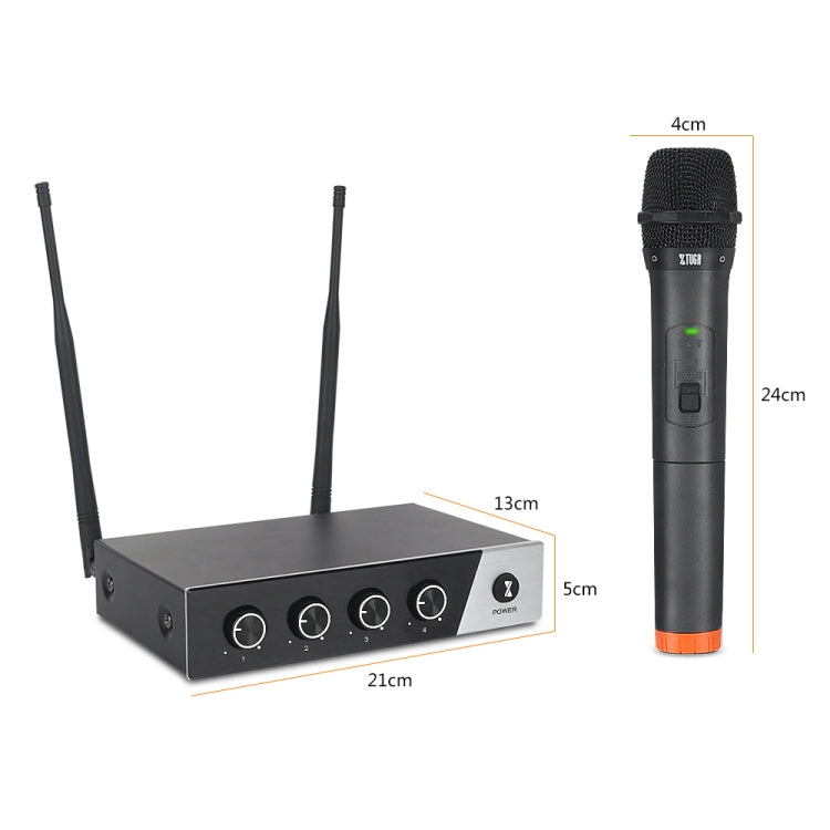 XTUGA S400 Professional 4-Channel UHF Wireless Microphone System with 4 Handheld Microphone(US Plug) - Microphone by XTUGA | Online Shopping South Africa | PMC TechLife | Buy Now Pay Later Mobicred