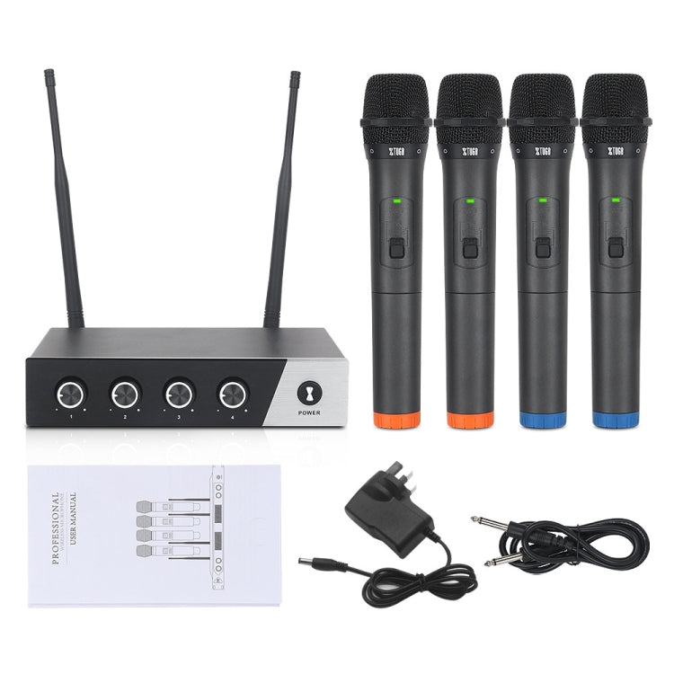 XTUGA S400 Professional 4-Channel UHF Wireless Microphone System with 4 Handheld Microphone(US Plug) - Microphone by XTUGA | Online Shopping South Africa | PMC TechLife | Buy Now Pay Later Mobicred
