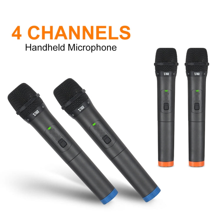 XTUGA S400 Professional 4-Channel UHF Wireless Microphone System with 4 Handheld Microphone(US Plug) - Microphone by XTUGA | Online Shopping South Africa | PMC TechLife | Buy Now Pay Later Mobicred