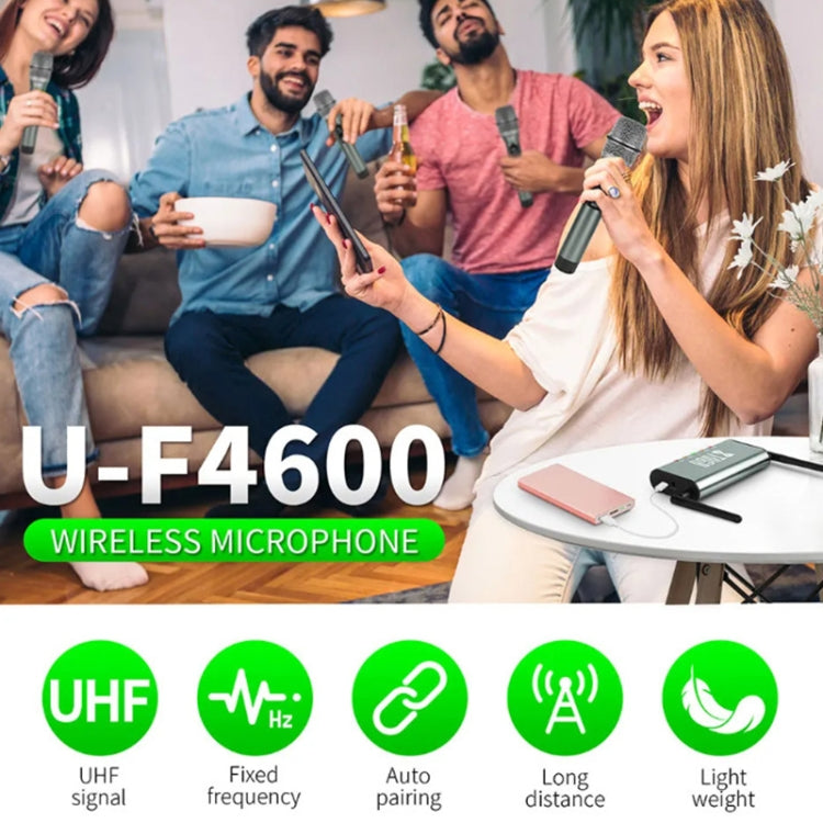 XTUGA U-F4600 Professional 4-Channel UHF Wireless Microphone System with 4 Handheld Microphone(EU Plug) - Microphone by XTUGA | Online Shopping South Africa | PMC TechLife | Buy Now Pay Later Mobicred