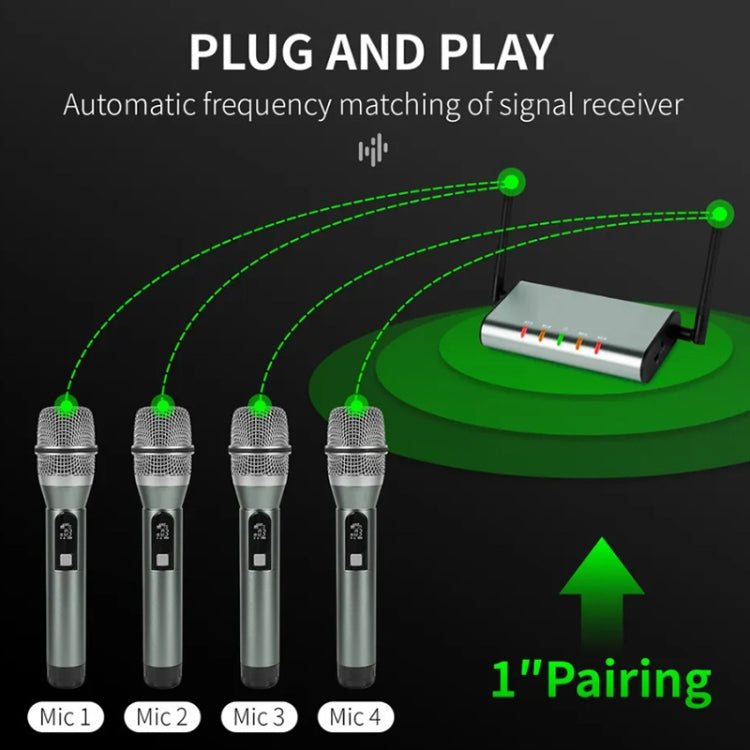 XTUGA U-F4600 Professional 4-Channel UHF Wireless Microphone System with 4 Handheld Microphone(EU Plug) - Microphone by XTUGA | Online Shopping South Africa | PMC TechLife | Buy Now Pay Later Mobicred