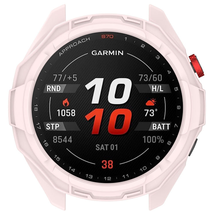 For Garmin Approach S70 42mm Armor Hollow Watch Protective Case(Light Pink) - Watch Cases by PMC TechLife | Online Shopping South Africa | PMC TechLife