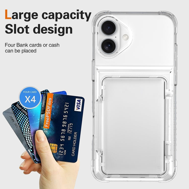 For iPhone 16 Crystal Clear Flip Card Slot Phone Case(Transparent) - free shipping - PMC TechLife - Order now!
