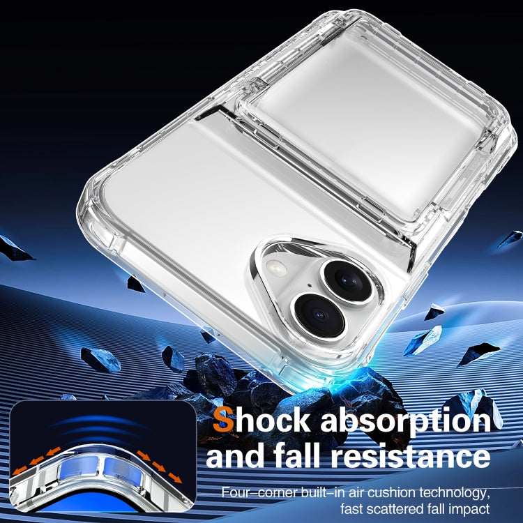 For iPhone 16 Crystal Clear Flip Card Slot Phone Case(Transparent) - free shipping - PMC TechLife - Order now!