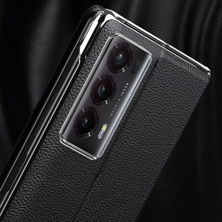 For Honor Magic V2 Smart View Window Plain Leather Phone Case(Black) - Honor Cases by PMC TechLife | Online Shopping South Africa | PMC TechLife
