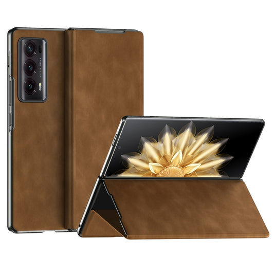 For Honor Magic V2 Celebrity Series Napa Texture Shockproof Phone Leather Case(Brown) - Honor Cases by PMC Jewellery | Online Shopping South Africa | PMC Jewellery | Buy Now Pay Later Mobicred