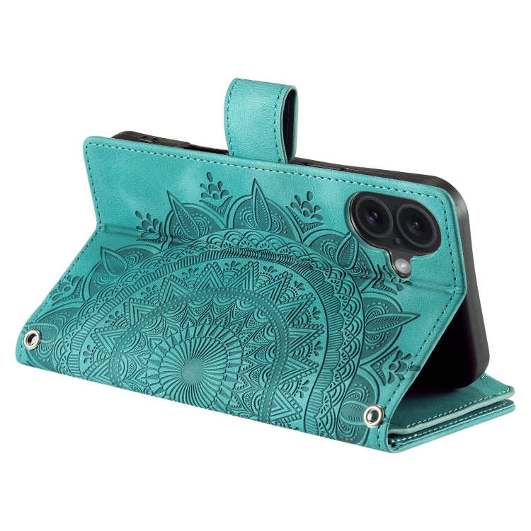 For iPhone 16 Multi-Card Totem Zipper Leather Phone Case(Green) - iPhone 16 Cases by PMC TechLife | Online Shopping South Africa | PMC TechLife | Buy Now Pay Later Mobicred